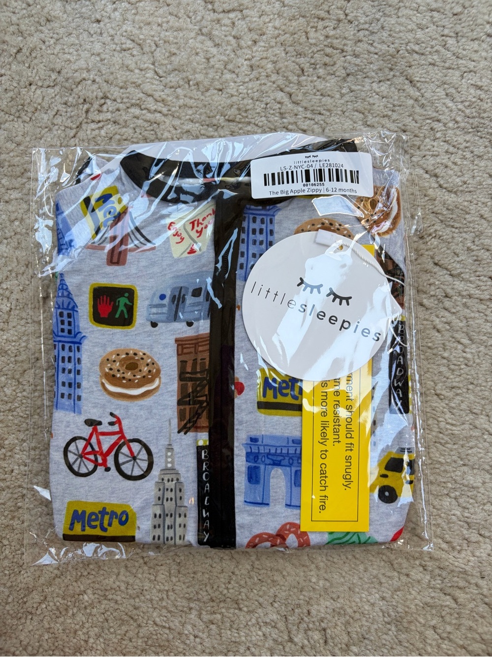 Little Sleepies NWT Size 6-12 Months The Big Apple New York City Zippy Pajamas - Picture 3 of 8